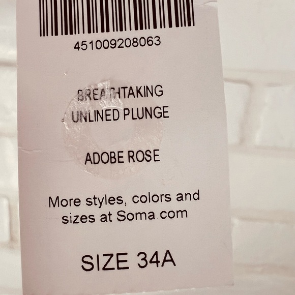 NWT Soma Breathtaking Unlined Sheer Lace Plunge Bra 34 A Adobe Rose Pink  #0222 - Picture 8 of 10